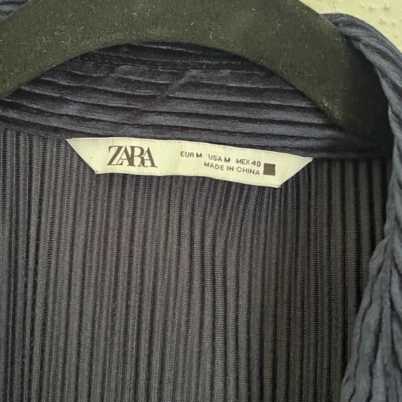 Zara Men's Dark Blue Pinstripe Shirt Jacket corduroy velvet Medium - Picture 2 of 8